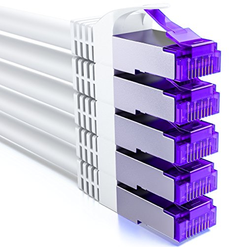 deleyCON 5x 2m CAT7 Netzwerkkabel - 10 Gigabit - RJ45 Patchkabel Ethernet Kabel (Kupfer, SFTP PiMF Schirmung) - LAN DSL Switch Modem Router Patchpanel CAT7 CAT6 CAT5 - Weiß