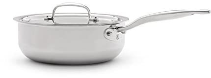 Heritage Steel 3 Quart Saucier - Titanium Strengthened 316Ti Stainless Steel with 5-Ply Construction - Induction-Ready and Fully Clad, Made in USA
