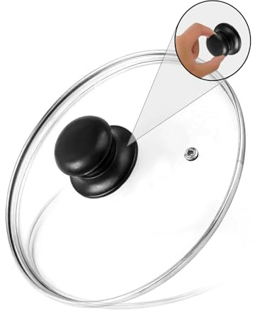 VR7 Glass Lids for Saucepan 36cm Pots Transparent Heat-Resistant Steam Hole Lid with Plastic Knob Frying Pan