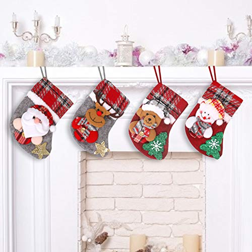 JUYOO Weihnachtsstrumpf Set 4 Stück Personalized Nikolausstiefel für WeihnachtsdekoHängende Strümpfe Nikolausstiefel zum Befüllen und und Aufhängen