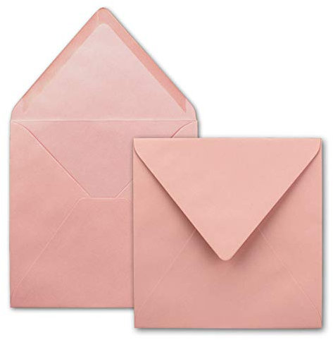 25x Quadratische Briefumschläge in Altrosa (Rosa) - 15,5 x 15,5 cm - ohne Fenster, mit Nassklebung - 110 g/m² - Für Einladungskarten zu Hochzeit, Geburtstag und mehr - Serie FarbenFroh