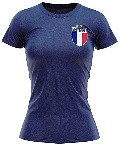 Frankrike skjorta fotboll – dam fransk flagga emblem t-shirt – fotboll land europeiska supportrar 2020 retro t-shirt henne – fransk turnering 2021 fotbollstopp