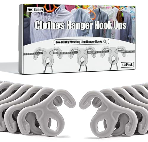 40 Pcs Washing Line Hanger Hooks, Clothes Hook Windproof Pegs, Strong Grip Washing Pegs, Reduces Need To Iron Clothes, Perfect for Clothes Line Outdoor Retractable/Rotary Washing Line