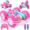 DEERC RC Voiture Télécommandée 4WD Rose pour Fille, Stunt Jouet 360° Flip Rotatif avec Lumière, Cadeau 3-12 Ans