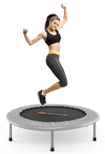 COSTWAY Trampolino Elastico Pieghevole, Tappeto Elastico da Interno con 32 Molle e 6 Gambe e Cuscinetti Antiscivolo, Capacità di Carico 150 kg (Argento)