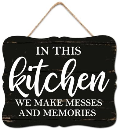 Targa da parete in legno con scritta in lingua inglese in this Kitchen We Make Messes And Memories, decorazione rustica da parete per soggiorno, camera da letto, sala da pranzo, regalo di