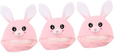 TOYANDONA 3st Hasenohren Kopfbedeckung Hut Mit Hasenohren Ostermütze Hasenmütze Zu Ostern Süße Hasenmütze Kostümzubehör Hut Für Party Tierstirnbänder Für Kinder Plüsch Rosa
