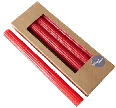 BOLTZE Classic - Candela a stelo rosso, 25 cm, 4 pezzi