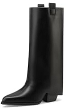 QUEEN HELENA Camperos Stivali Texani a Gambale Largo con Tacco Donna X31-110 (Nero, Sistema Taglie Calzature EU, Adulto, Donna, Numero, Media, 37)