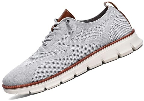 2026 New Men's Business Casual Shoes, Ultra Comfortable Lace Up Canvas Shoes with Cushioned Sole for Urban Daily Wear (Gray,11)