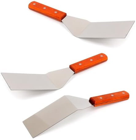 Massivt stekspade set i rostfritt stål – 3-pack köttsvarvare med trähandtag stekspade – stekspade stekspade grillspade grillspatel BBQ grillspatel kökshjälp hamburgare grillspade