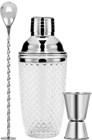 Gorise Juego de coctelera de Cristal para cócteles de 400 ml. Herramientas Profesionales para Barman en casa, para Preparar cócteles, Martinis, mojitos, zumos y licores en una Lujosa