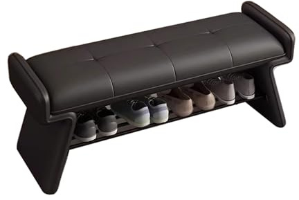 Ottomanes Para Cambiar Zapatos De Entrada, Estantes Para Zapatos Simples Y Sillas, Bancos De Almacenamiento Para Pasillo, Dormitorio, Sala De Estar, Centro Comercial, Oficina ,100*35*42CM,Black