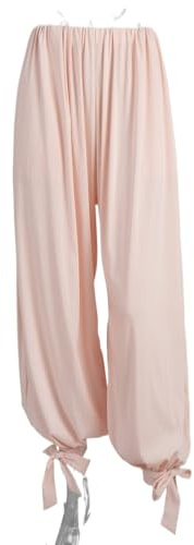 Women Long Bloomer Pants Ruffle Bubble Hem Hakama Harem Wide Leg Pants Lounge Pant Boho Loose Fit Boho Pant 2026 (Pink,Small)