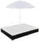 vidaXL Sonnenliege mit Schirm Gartenliege Gartenmöbel Liege Strandliege Relaxliege Freizeitliege Liegestuhl Rattanmöbel Poly Rattan Schwarz