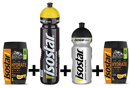 Isostar HP 2x400g bevanda elettrolitica isotonica + flacone da 1000 ml + 500 ml - soluzione elettrolitica per supportare le prestazioni atletiche - (2xOrange + 1000 ml + flacone da 500 ml)