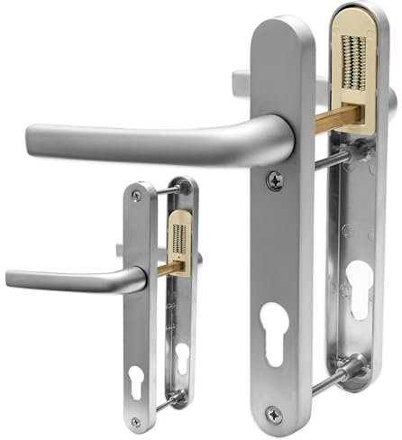 UPVC Door Handle Avocet Pioneer Sprung 92mm PZ Double Glazing Pair Set Patio PVC Satin Silver 122mm