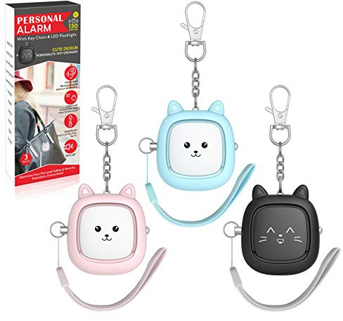 Personal Safety Alarm, VIGOROAD 3 Pack Loud 130dB Siren Emergency Panic Alarm with LED Light, Easy Pull Pin Keychain Self-Defense Security Alarm for Women, Seniors, Kids