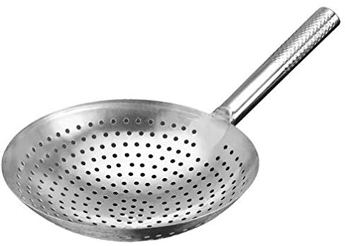 Yardwe Stainless Steel Large Skimmer Slotted Spoon Strainer Ladle with Heat Resistant Handle for Frying Oil