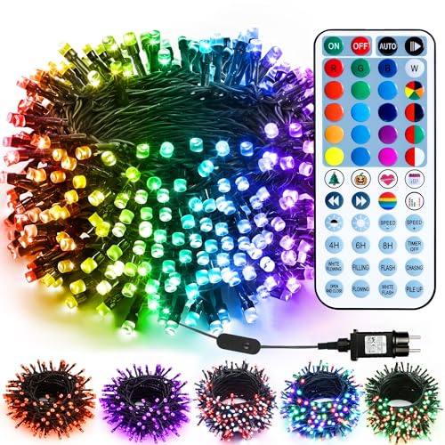 PhilzOps Halloween Stringa Luci Esterni,20M 200 LED Natale RGB Catena Luminose Spina Cambio Colore Impermeabile Ghirlanda Decorative con Telecomando per Natale Interno Matrimonio Festa Letto Camera