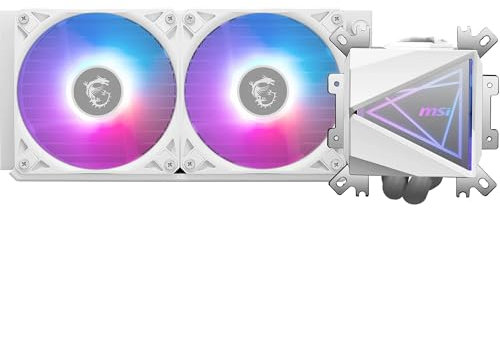 MSI MAG CORELIQUID I240 WHITE AIO CPU Wasserkühlung - Vergrößerte Kupferkühlplatte, ARGB & LDB Lüfter, Zweikammer-Wasserblock, Split-Flow Radiator, unterstützt Intel & AMD Sockel