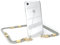 EAZY CASE - kombinierbare Handyketten kompatibel mit iPhone SE (2022/2020) / iPhone 8/7, Transparente Silikon-Hülle mit Umhängeband, Abnehmbarer Karabiner, Gurt zum wechseln, Taupe - Clips Gold