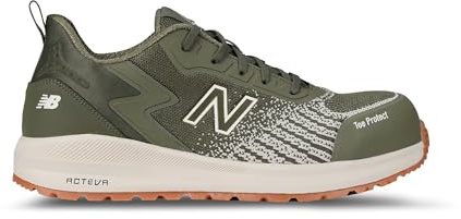 New Balance Composite Toe Safety Shoe for Men Speedware - Slip Resistant, Puncture Resistant, Electrical Hazard, Olive/White, 11.5 Medium