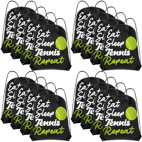 Windyun 16 Pcs Ball Drawstring Backpack Bulk Lightweight Draw String Bags Cinch Bags Drawstring Cinch Sack Tote(Tennis)