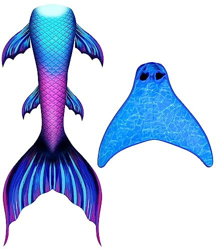 FOLOEO Meerjungfrauenflosse Mädchen, Meerjungfrau Flosse für Erwachsene, Meerjungfrauenschwanz Badeanzug zum Schwimmen für Schwimmer ab 12 Jahren - mit Monoflosse und Schwanzstützplatte