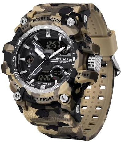 findtime Militär Uhr Herren Military Watch Tactical Outdoor Sport Armbanduhr Digital 5 ATM Wasserdicht Jungen Männer Herrenuhr Schwarz Grün Digitaluhr Chronograph Herren Sportuhr Stoppuhr Wecker