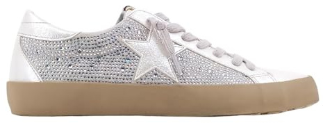 SHUSHOP Womens Paula Lace Up Sneakers Shoes Casual - Silver - Size 8.5 M