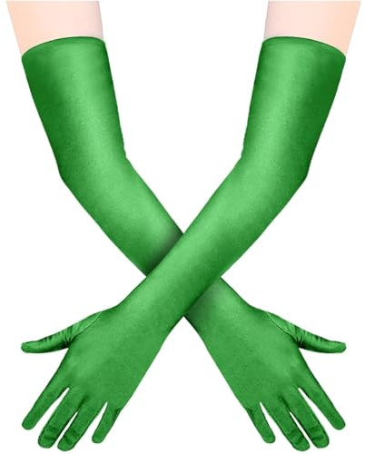 Quelcc Långa handskar, satinhandskar, stretchiga armbågslängdshandskar, långa handskar för kvinnor för kostym kväll opera brudfest bröllop bal