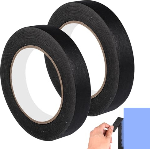 2 Rotoli Nastro per Mascheratura 20mm x 50m nastro carta imbianchino Autoadesivo Senza Residui e Facile da Rimuovere Scrivibile per Pittura, Decorazione, Ufficio, Carrozzeria e Lavori Fai da Te (Nero)