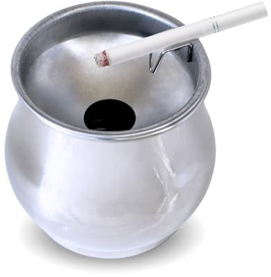 Smell-Proof Stainless Steel Ashtray,Odorless Windproof Ash Tray with Funnel Design for Cigarettes & Cigars – Indoor & Outdoor Use for Home, Office, Patio, Garden