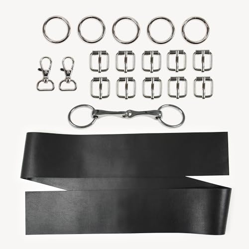 kullaloo Kit fai da te per briglie per cavalli, fai da te, in pelle, con redini, include istruzioni (lingua italiana non garantita), nero/argento