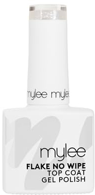 Mylee Gel Nail Polish Top Coat - UV/LED Soak-Off Nail Art Manicure Pedicure for Professional & Home Use, Long Lasting & Easy to Apply, Vegan & Cruelty Free (Iridescent Flake No-Wipe Top Coat, 10ml)
