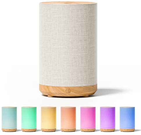 SNOWSEN Essential Oil Diffuser for Home with Fabric Cover & Night Light, 120ml Quiet Ultrasonic Aromatherapy Diffuser with 7-Color LED, Mini Humidifier for Bedroom Office, Auto Shut-Off, Plug In