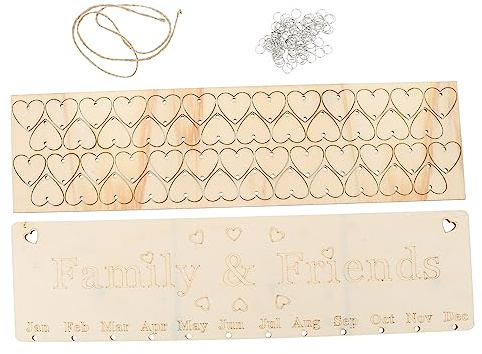 SOPOTUTU 1 ensemble Calendrier Anniversaire Bois à Accrocher Plaque Rappel DIY pour Fête Familiale et Décoration Murale Outil Créatif pour Souvenir des Dates Importantes