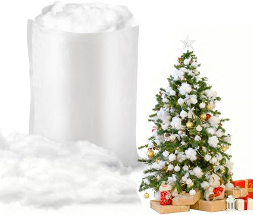 JALEVID Neve artificiale di Natale per decorazioni, fibra di neve artificiale soffice, neve artificiale per fai da te per albero di Natale, cotone per fai da te, decorazione di neve, accessori per