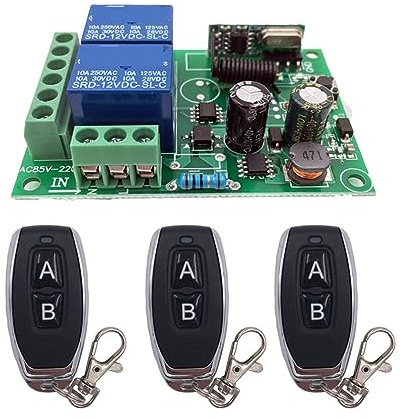 Abridor de Portones, Receptor y transmisor de relé de CA de Control remoto inalámbrico Universal de 433MHz for puerta de garaje Universal y Control de puerta(1RC 3B)