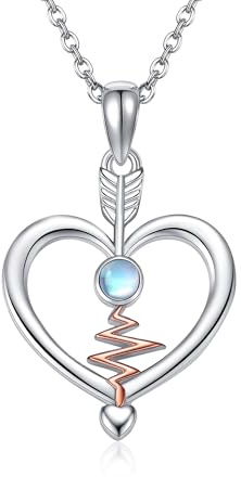 YAFEINI Collar de flecha de plata de ley 925 con colgante de flecha de corazón, collar de tiro con arco, joyería de regalo para mujer