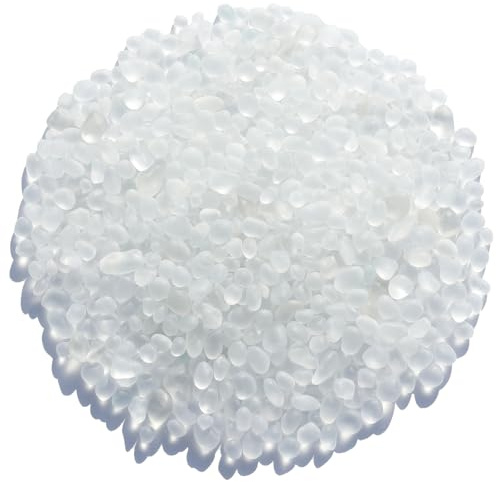 QYGL Sea Glass Stones - 0.55LB White Frosted Glass Pebbles Gemstones - Perfect for Aquarium Rocks, Fish Tank Gravel, Vase Fillers, DIY Crafts, and Home Decor