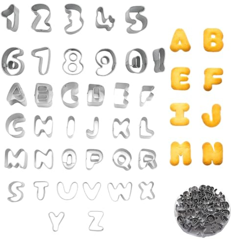 VEOIRXU 37 Piezas Molde Galletas Letras Numeros Moldes Galletas De Acero Inoxidable Letras de Fondante Molde de Galletas DIY Símbolo de Cocina Alfabeto Galletas de Cocina Gadget