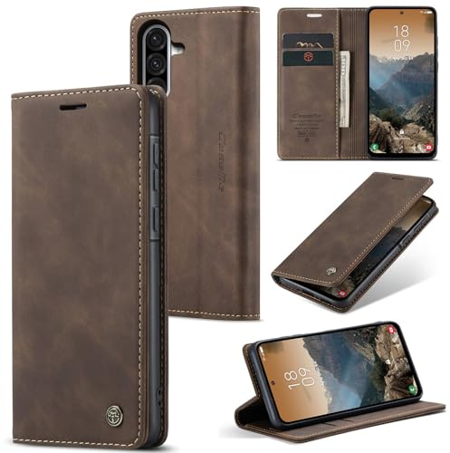 Ottcooed Cover per Samsung Galaxy A56 5G Custodia, Cover Pellicola a Libro Portafoglio in Pelle Porta Carte Protettiva Slot per Scheda Flip Case Wallet Case con Samsung Galaxy A56 5G, Caffè