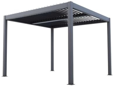 Verdelook Pergola Bioclimatica Atena 100 in Alluminio Grigio - 3x3x2,5 m