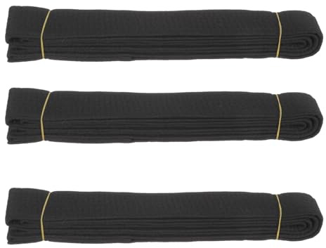 Mipcase Cinturón de Taekwondo Negro 280 Cm 3 Piezas para Entrenamiento y Competición Equipo de Artes Marciales para Karate, Judo y Kickboxing Uniforme y Cinturones de Karate Adultos