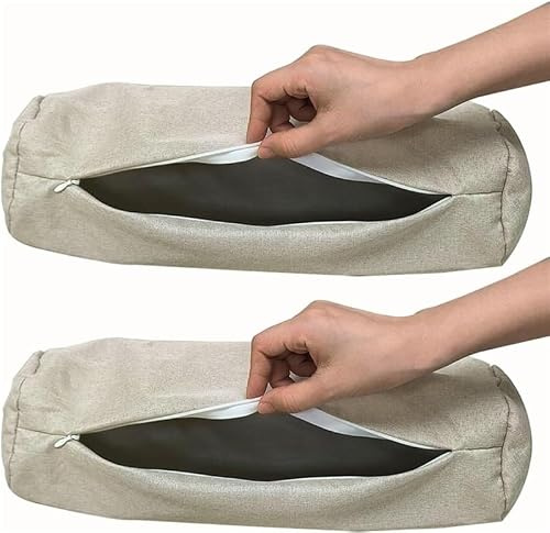 2 st hals- och nackskydd för minnesskum – ländryggsstöd cylinder stödfodral, mjukt linne runt kuddöverdrag, 20 x 100 cm/6 x 39 tum, bekväm nack- och ryggavlastning