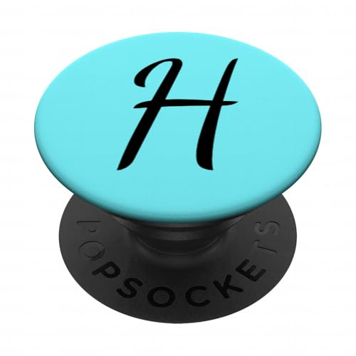 Initial H Baby Blue Design Beautiful Brush Script Gift Women PopSockets Adhesive PopGrip