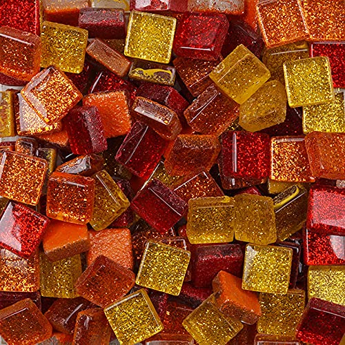 200g Tesselles en Verre Colorées - Carreaux de Mosaïque Carrés 1x1cm pour Loisirs Créatifs, Décoration (Temps Éphémère)
