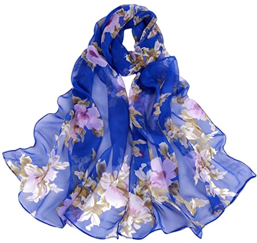 FAIRYGATE Schal Damen Blau Stola Damen Festlich Frauen Seidenschal Elegante Leichte Lange Verlaufsfarben Seidenschal Anti Allergie Tuch Sonnenschutz Chiffon Schal A4914